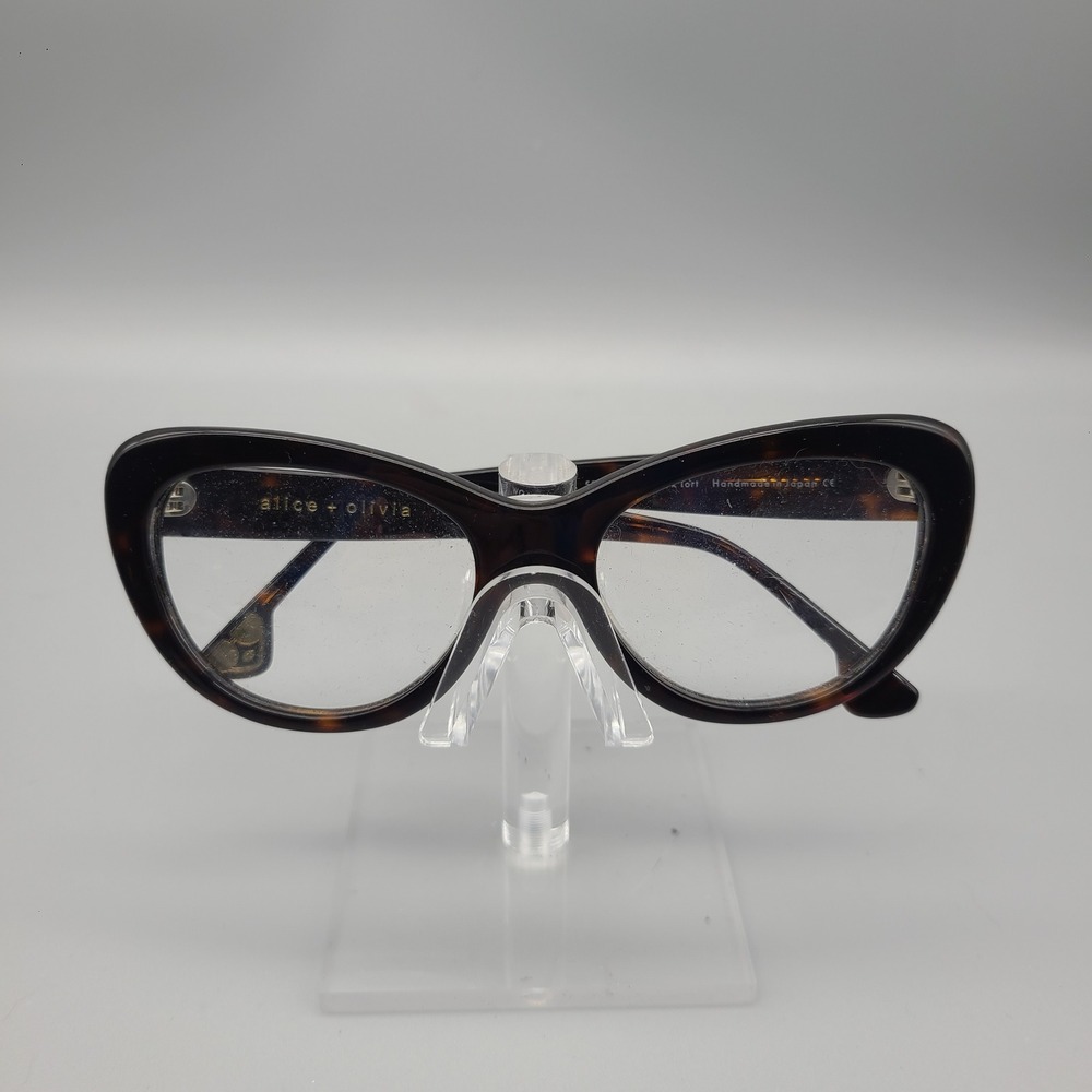 Alice + Olivia Ludlow Cat Eye Eyeglasses Dark Tortoise 53-17-135 Japan Made
